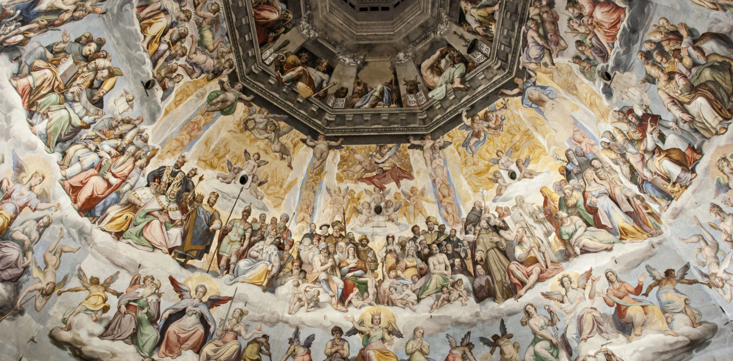 Over 700 painted figures including 248 angels, 235 souls, 21 personifications, 102 religious figures, 35 damned, 13 portraits, 14 monsters, 23 cherubs and 12 animals: these are the numbers of the representations that make up the great fresco of the Dome of Santa Maria del Fiore