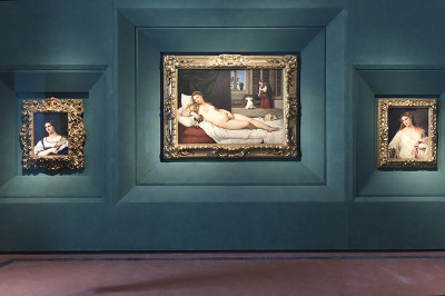 In the center the Venus of Urbino of Titian