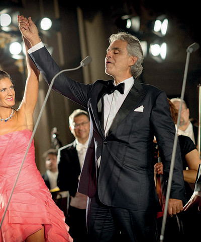 andrea bocelli with his wife veronica, during Celebrity Fight Night in Italy